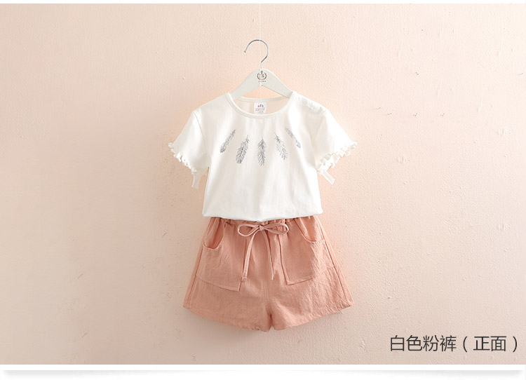Bộ đồ giải trí poly 2019 hè mới cho bé gái mặc quần short trẻ em ngắn tay áo thun hai dây tz-3461 - Phù hợp với trẻ em quần dài cho bé gái