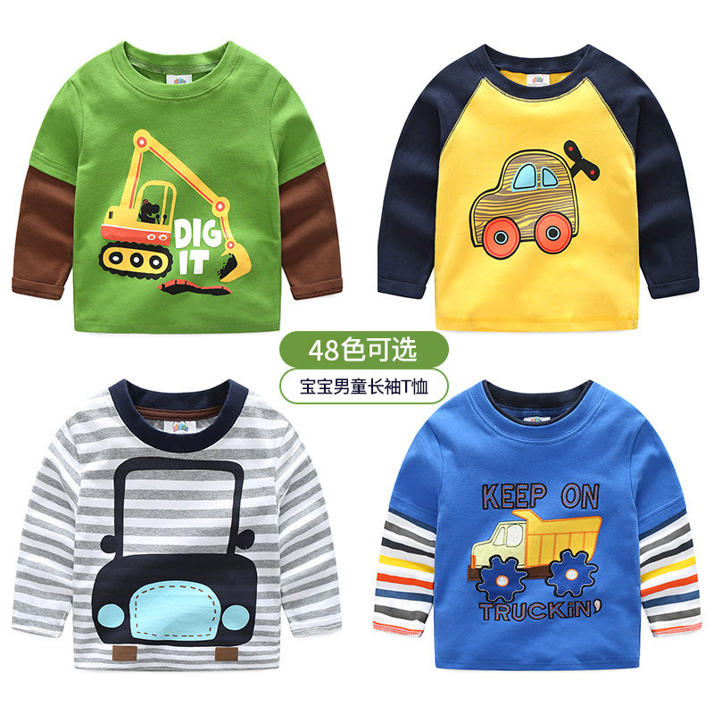 Boys T-shirt autumn 2021 Children's clothing Autumn baby loose long-sleeved cotton Western style top tx-4113