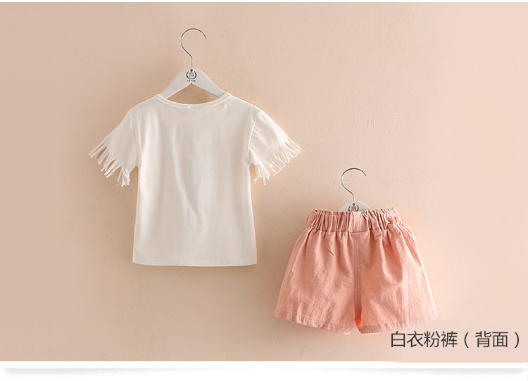 Bộ đồ giải trí poly 2019 hè mới cho bé gái mặc quần short trẻ em ngắn tay áo thun hai dây tz-3461 - Phù hợp với trẻ em quần dài cho bé gái