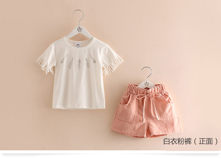 Bộ đồ giải trí poly 2019 hè mới cho bé gái mặc quần short trẻ em ngắn tay áo thun hai dây tz-3461 - Phù hợp với trẻ em quần dài cho bé gái