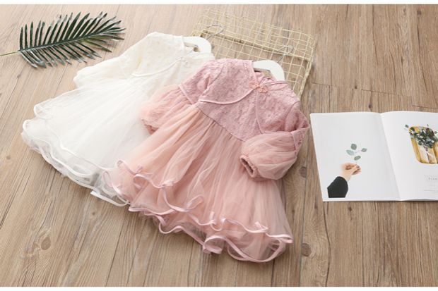Váy ren bé 2019 xuân mới cho bé gái quần áo trẻ em váy sườn xám qz-4972 váy đầm cho bé sơ sinh