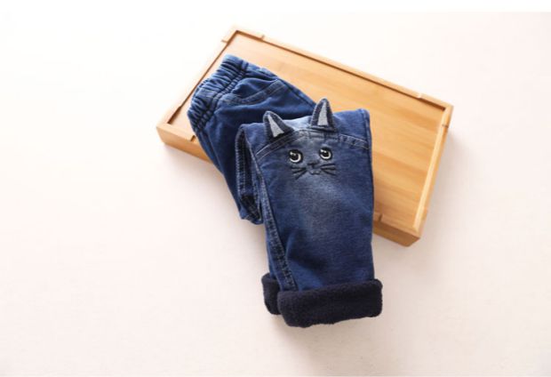 Baby plus quần jean nhung 2018 mùa đông Hàn Quốc mới cho bé gái quần áo trẻ em quần dài dày kz-7929 short jean bé trai