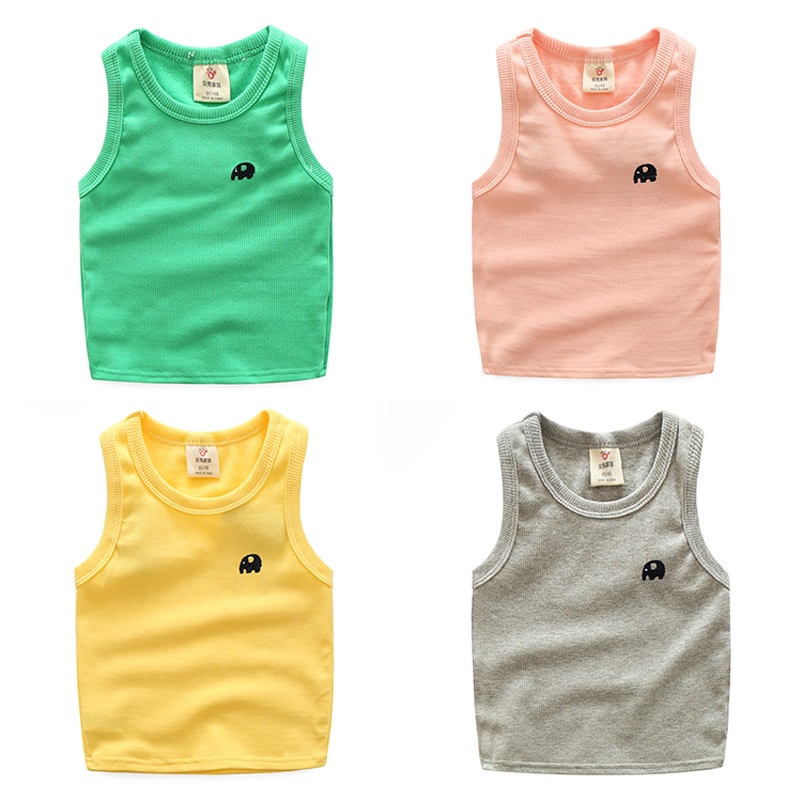 Boys pure color vest 2023 summer Han edition new girls children's clothing summer casual T-shirt tx-7550