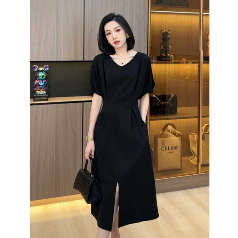Plus-Size Women's Clothing 2026 Summer New Style Loose-Fitting Elegant Short-Sleeve Long Dress for Curvy Women, High-End Feel, Conceals Body Shape, Slimming Dress Plus-Size Women's Clothing 2026 Summer New Style Loose-Fitting Elegant Short-Sleeve Long Dress for Curvy Women, High-End Feel, Conceals Body Shape, Slimming Dress