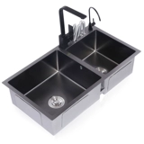 Нано 304 из нержавеющей стали раковина ручной работы с двойным кухонным столом под двойным тазовым встроенным растительным бассейном младенцы черные