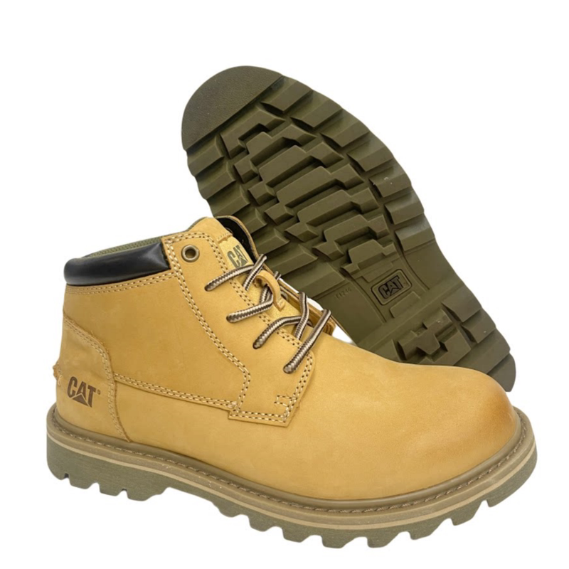 Cat Carter Mid-Top Martin Boots, Wear-Resistant Outdoor Casual Classic Work Shoes, Hiking Motorcycle Boots, Yellow Boots, Men's Shoes