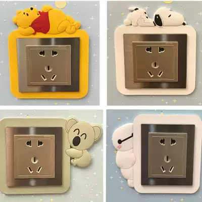 Luminous switch wall sticker protective cover Simple modern living room bedroom children's room cute cartoon socket decoration set