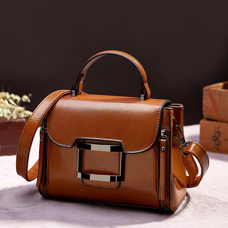 French DUDK special cabinet light and luxurious woman bag retro small square bag upscale genuine leather Inclined Satchel single shoulder bag
