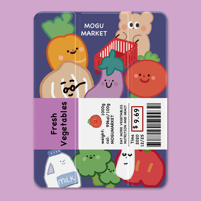 Vegetable supermarket 2021 new pro11 Apple iPad9 protective sleeve 2020 with pen slot mini6 5 cute air4 8 7 soft 10 9 triple fold 2018 flat