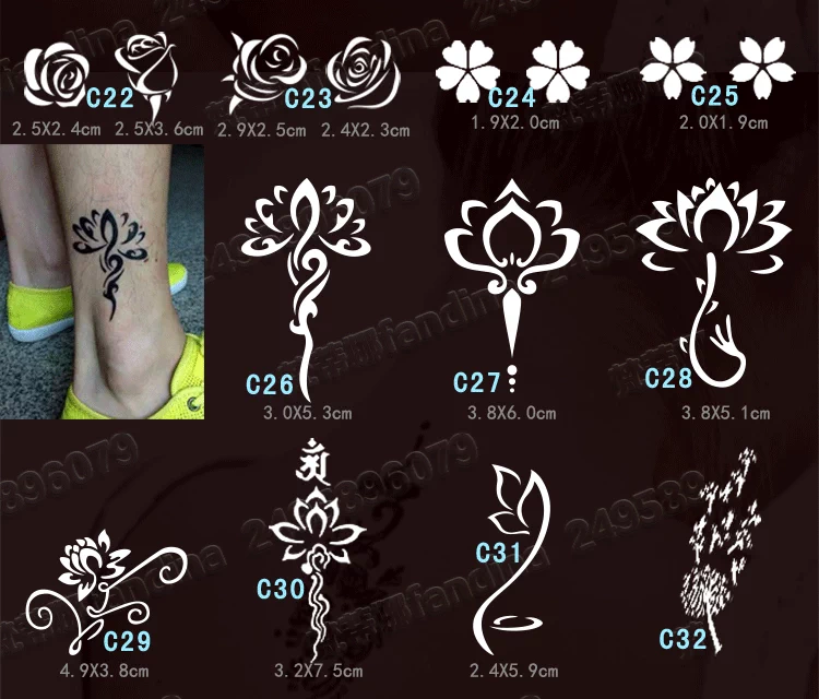 Không thấm nước và bền mô phỏng hình xăm dán nam và nữ Henna xăm dán cơ thể phun sơn hình xăm bán vĩnh viễn Hàn Quốc