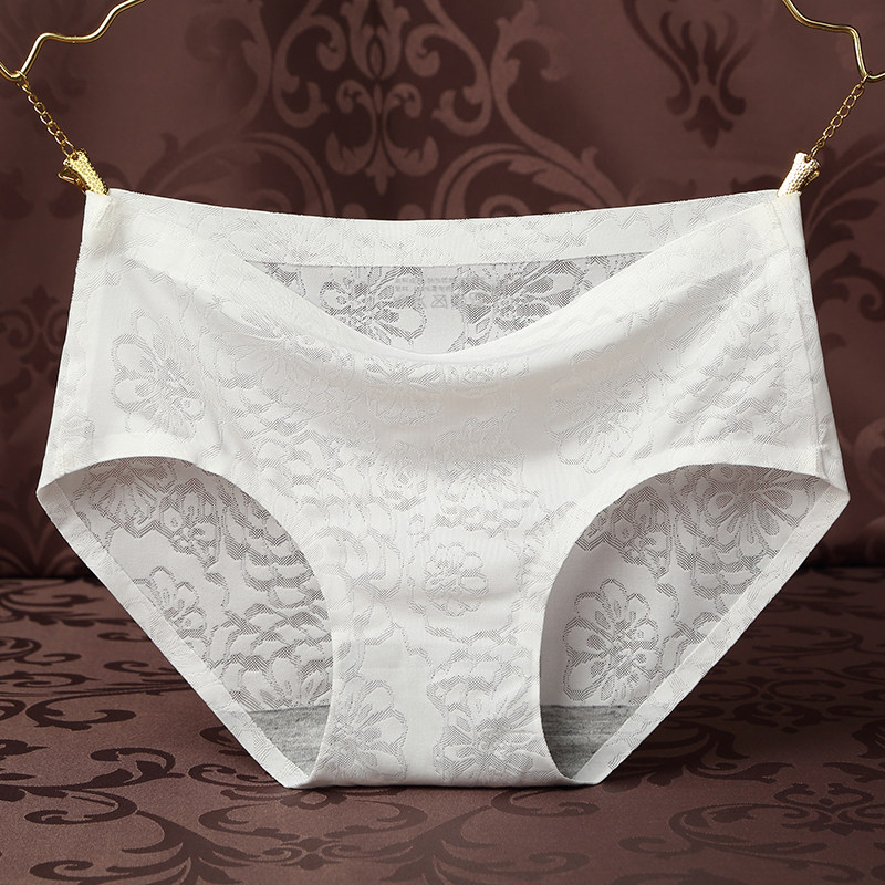 Buy 3 send 1 Ice Scarless Briefs Women Summer Ultra Slim Breathable Triangle Pants A piece of silky waist white underpants