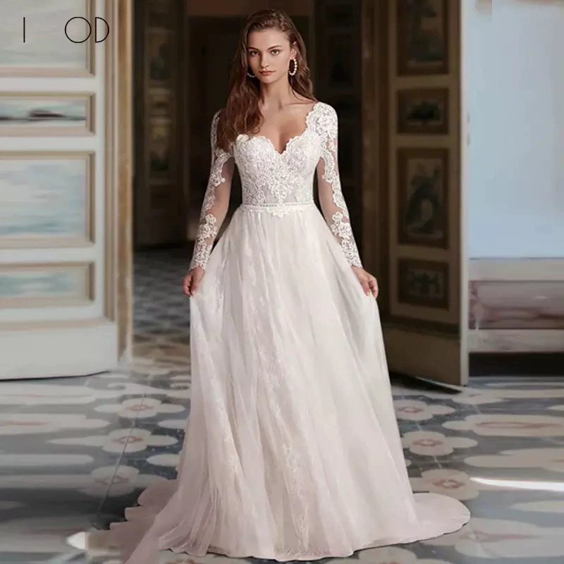 Кружевные свадебные платья ex ya line applique tull