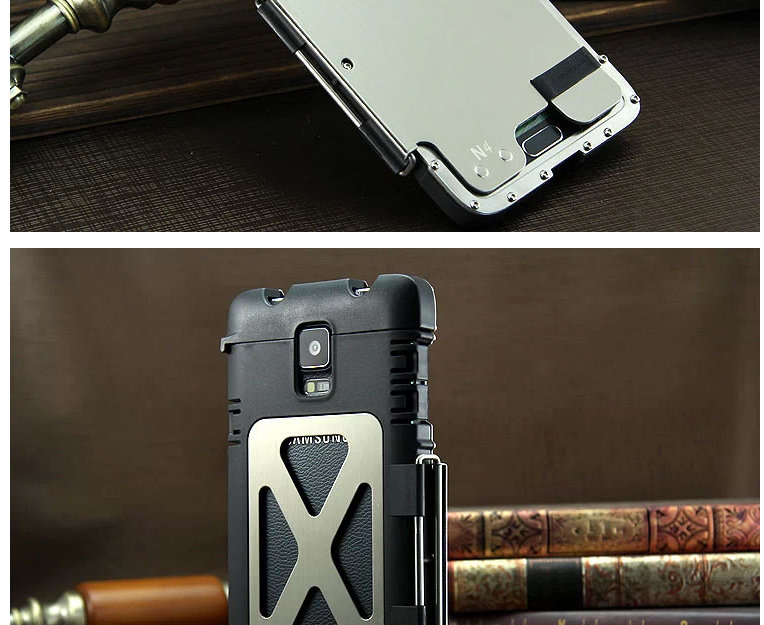 Armor King Iron Man Luxury Shockproof Stainless Steel Aluminum Metal Flip Case Cover for Samsung Galaxy Note 4 N9100