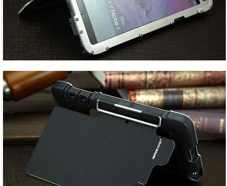 Armor King Iron Man Luxury Shockproof Stainless Steel Aluminum Metal Flip Case Cover for Samsung Galaxy Note 4 N9100
