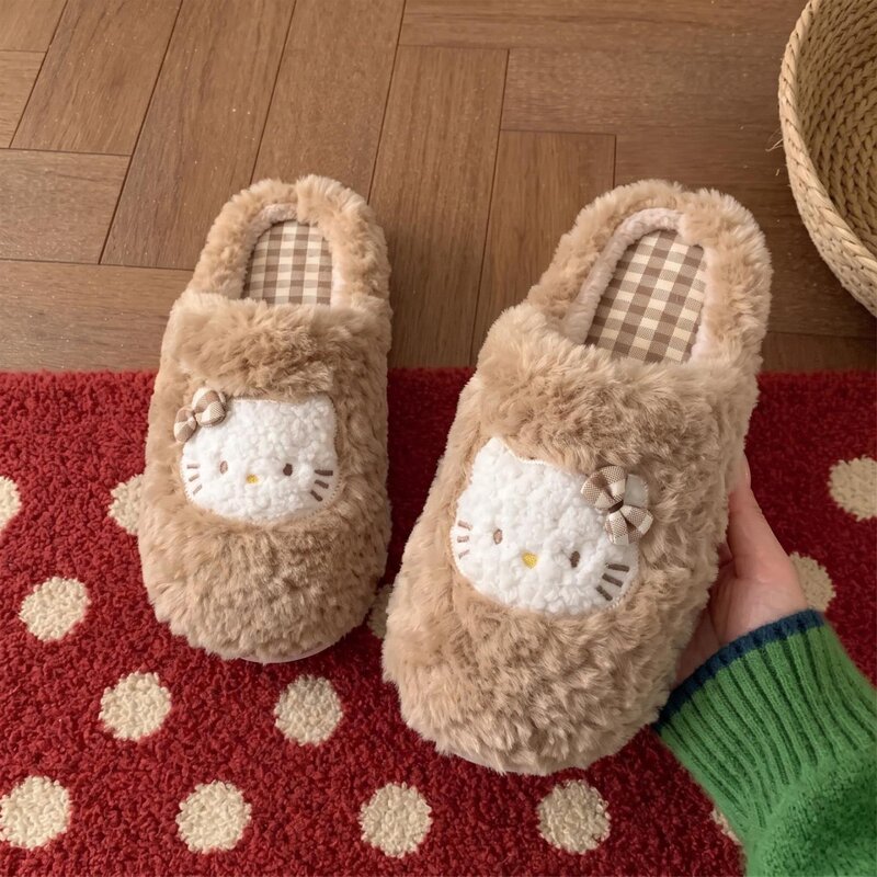 Cat-Themed Cotton Slippers for Women, 2026 Autumn and Winter New Style, Indoor Non-Slip, Fleece-Lined, Thickened, Warm, Ultra-Soft Home Cotton Shoes
