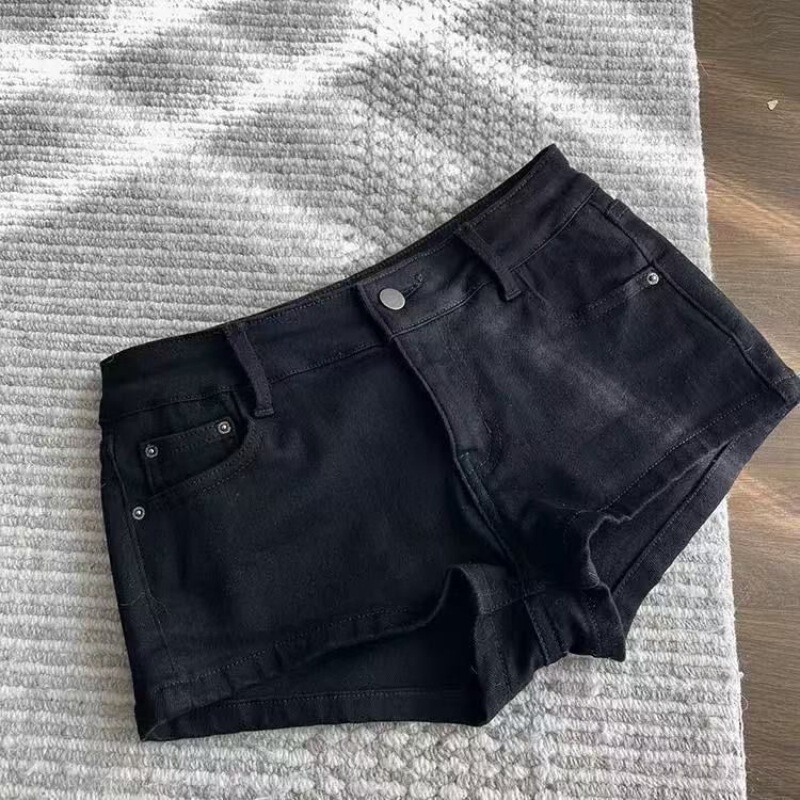 Hot Girl Low-Waist Slimming Denim Ultra-Short Shorts Women's American-Style Black Stretch Straight Shorts Summer New Versatile Hot Pants Hot Girl Low-Waist Slimming Denim Ultra-Short Shorts Women's American-Style Black Stretch Straight Shorts Summer New Versatile Hot Pants