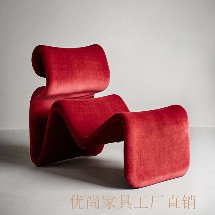 New Products Nordic Designer Creative Abstract Lines Fold Flexo Sloth Longue Glass Fiber Profiled Casual Chair