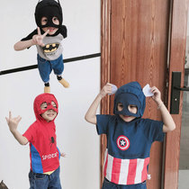 ins hero league styling T-shirt male and female short sleeve cosplay batman spiders superhuman face mask t