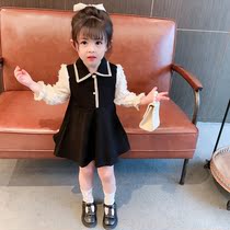 Girls small scents windy with dress spring ocean Korean version Childrens baby girl Princess skirt Girl College Wind Dresses