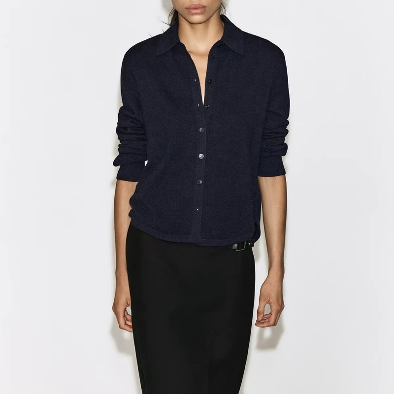 Cos Style Women's Clothing Standard Fit Merino Wool Shirt in Navy Blue 2026 Autumn New Product 1353414003 Cos Style Women's Clothing Standard Fit Merino Wool Shirt in Navy Blue 2026 Autumn New Product 1353414003
