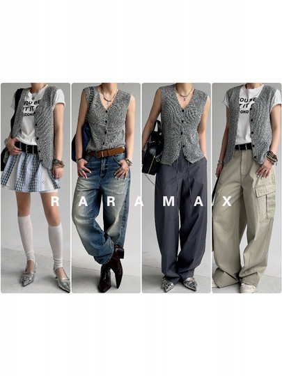 RARAMAX克制感时髦~空气凉感不沾身 混色亚麻纱 CLASSIC 针织马甲