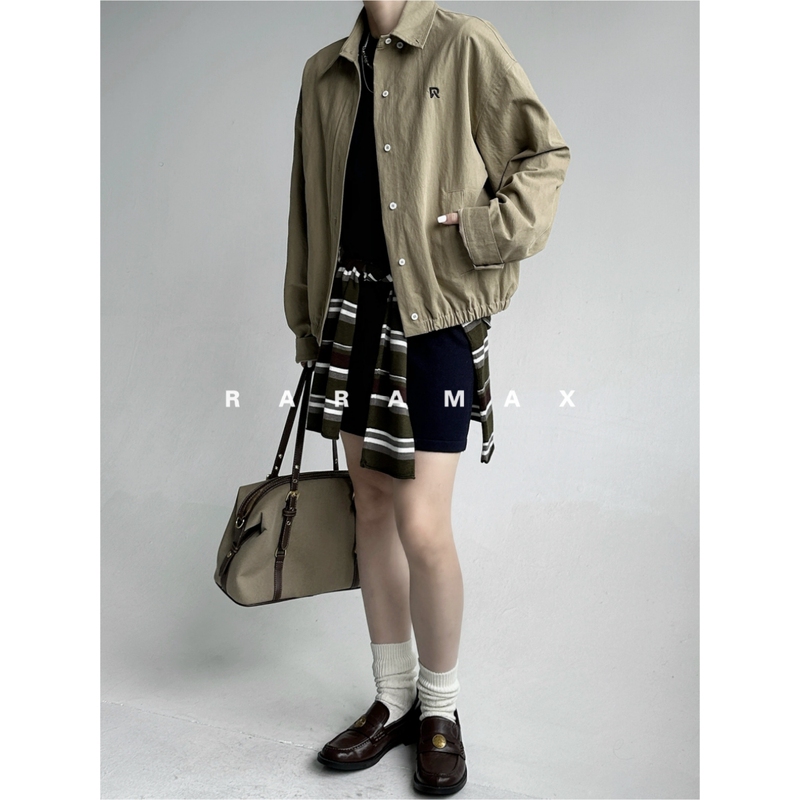 Raramax 90's Retro High-Intellectual Style ~ Miu Style Intellectual Vibe ~ Vtg Harrington Jacket Short Coat