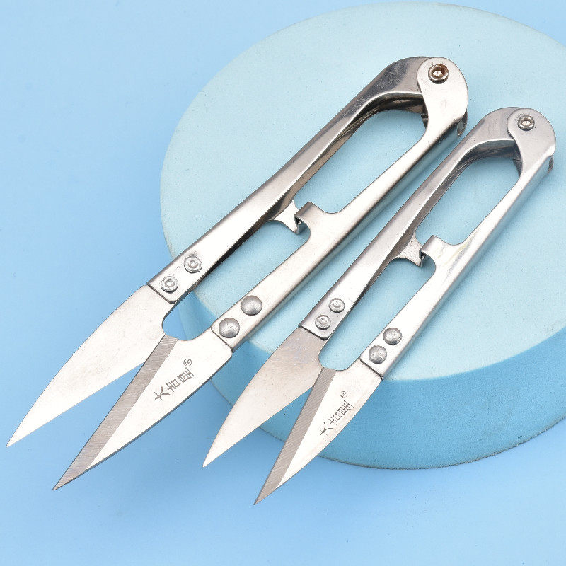 Large Gisei Stainless Steel Handmade DIY Yarn Cut Trim Thread Head U Type Home Small Scissors Cut Ribbon