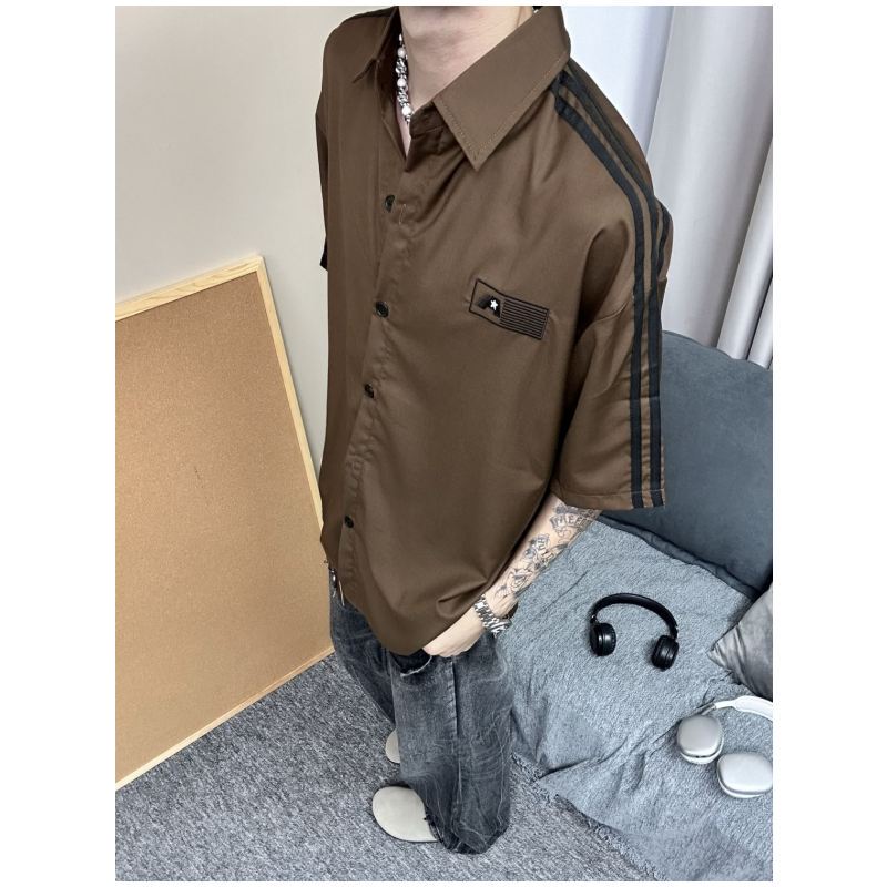 Plus Size 150kg American High Street Stripesd Design Short-Sleeved Shirt Men's Summer Quick-Drying Breathable Casual Top2 Plus Size 150kg American High Street Stripesd Design Short-Sleeved Shirt Men's Summer Quick-Drying Breathable Casual Top2