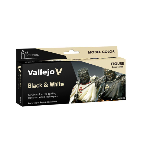 3g Model Av Environmentally Friendly Water-Based Paint Hand-Painted Series Av70151 Black and White Armor Color Set 8*17ml