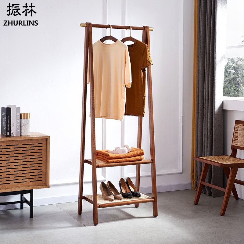Full solid wood clothes hat rack floor living room net red rattan choreography hanger bedroom minimalist light and luxurious house object shelf