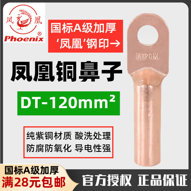 Phoenix copper nose national standard A grade DT-120mm2 copper wire nose 120 square connector terminal
