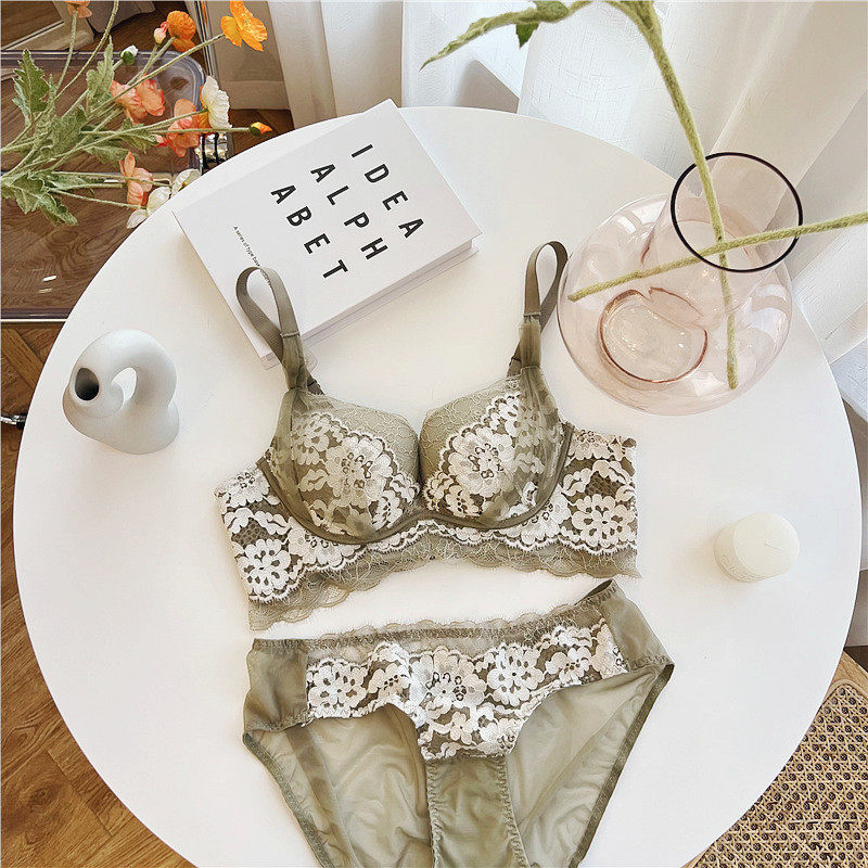 Gentle Andromeda ~ French web yarn lace free steel ring small chest display big underwear with thin lower and thick poly-woo bra suit