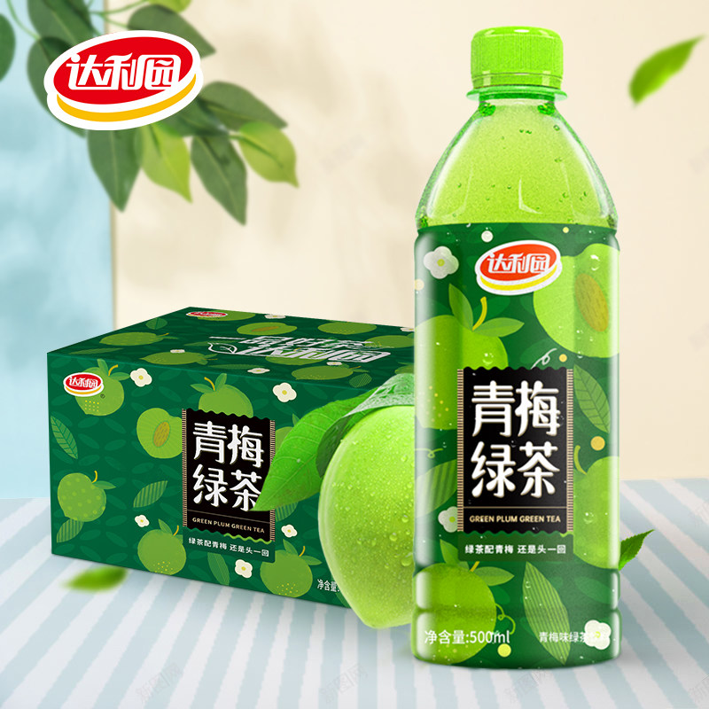 Daliyuan green plum green tea drink 500ml*15 bottled green tea drink tea drink cool leisure drink