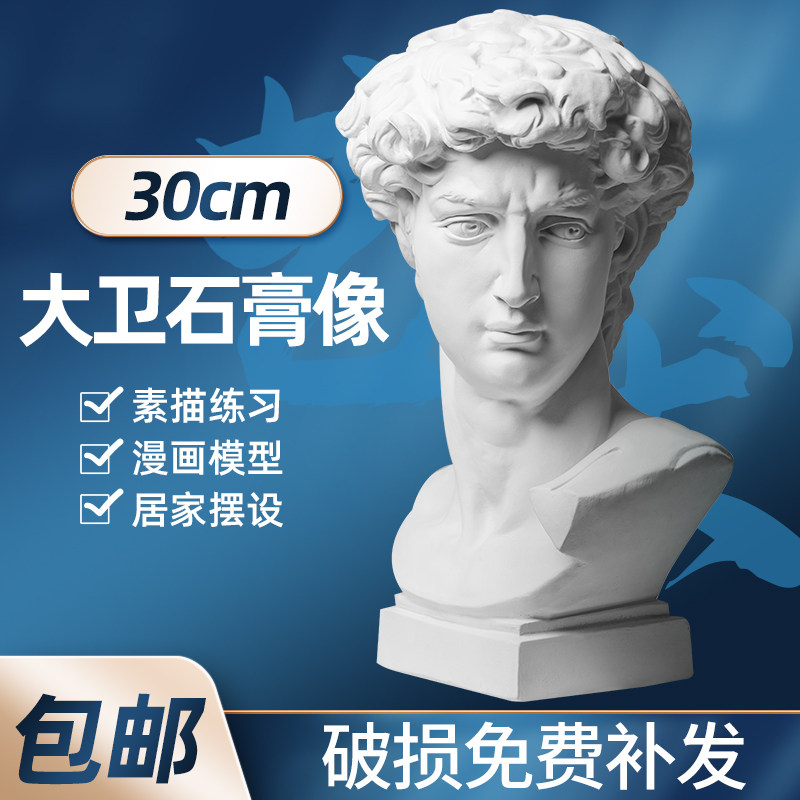 David plaster statue art teaching aids head plaster sculpture Nordic figure sculpture decoration mold props decoration