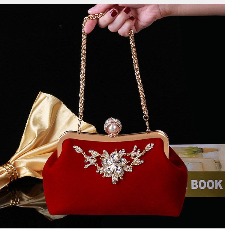 Клатч 2023新款结婚手包女婚礼新娘手拿包红色手提包配礼服包包旗袍小包 OTHER
