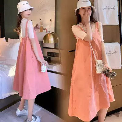 Maternity clothes summer skirt suit out fashion 2020 pregnant women summer clothes tide hot mom personality dress summer