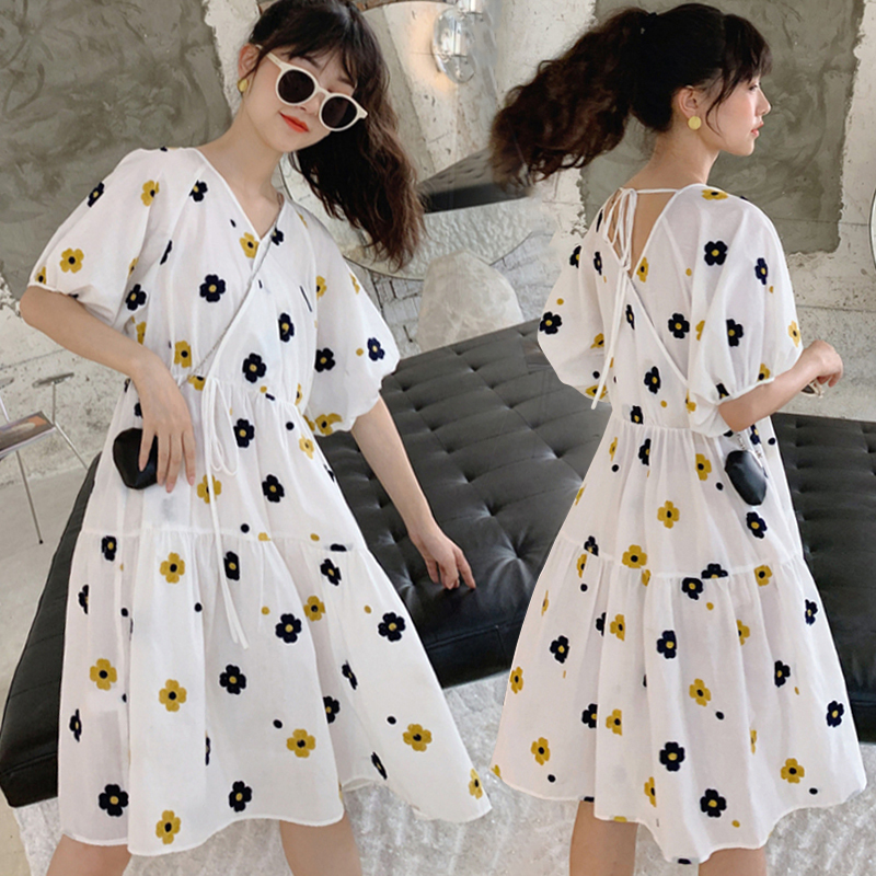 Pregnancy Maternity Dress Summer Dress Chaoma Suit Out Fashion Money 2020 Mesh Red Little Daisy Pregnant Woman Summer Dress Ocean Dress