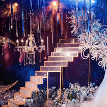 New Sunshine board iron stairs phoenix tail escalator creative stage background layout wedding props European carved flower