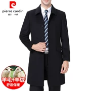 Áo khoác len nam trung niên mới của Pierre Cardin dài phần dày cashmere áo gió cha len