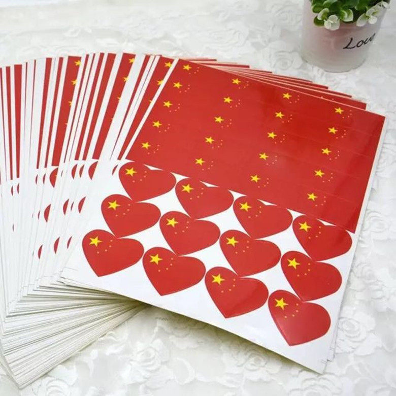 Chinese flag heart-shaped face sticker flag sticker five-star red flag floating flag square flag love sticker face small flag