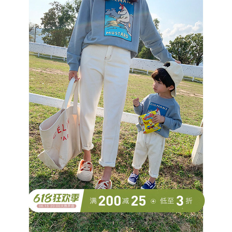 iwan home children's clothing 2022 new foreign pie dress online red mother and mother women's clothing jeans child pants tide