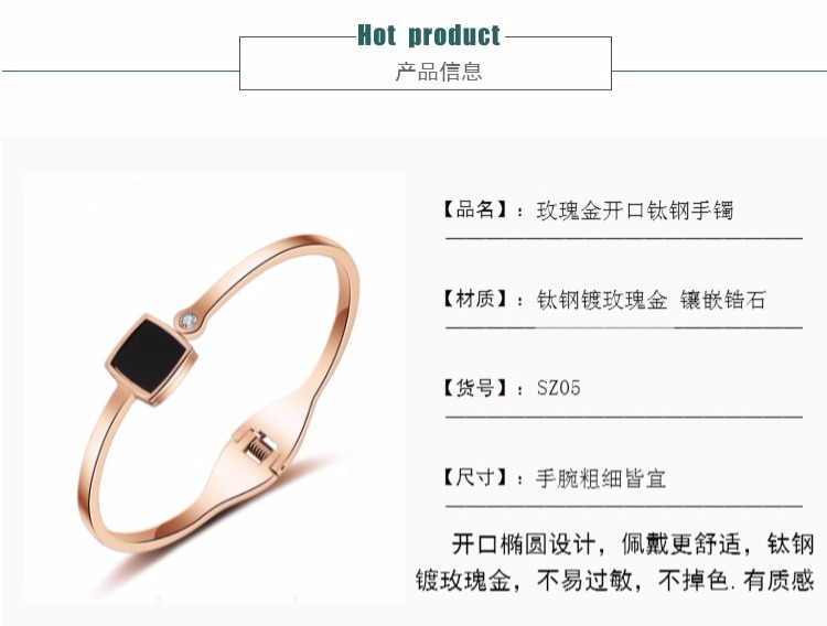 Không phai màu vàng hồng đen hình học kim cương hình vuông Vòng đeo tay bằng vàng 18K trang sức bằng thép titan phiên bản Hàn Quốc - Vòng đeo tay Clasp vòng gỗ huyết rồng