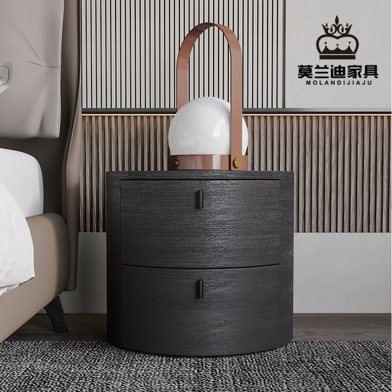 Italian minimalist bedside table simple style double drawer bedside cabinet small cabinet modern light luxury ins net red furniture