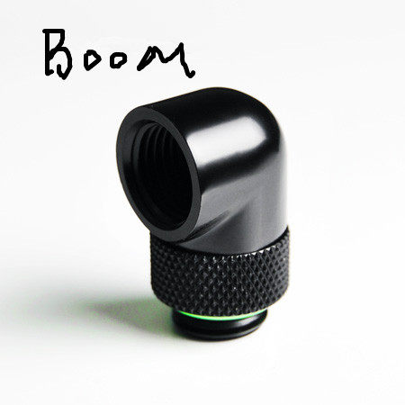 BOOM 水冷90度内丝旋转螺座 360度可旋转型 90度旋转接头 黑色
