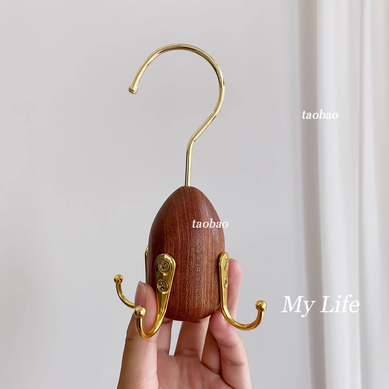 【Wardrobe Magic】Solid Wood and Metal Multifunctional Hook, No Drilling Required, for Organizing Bags, Keys, Belts, and Ties
