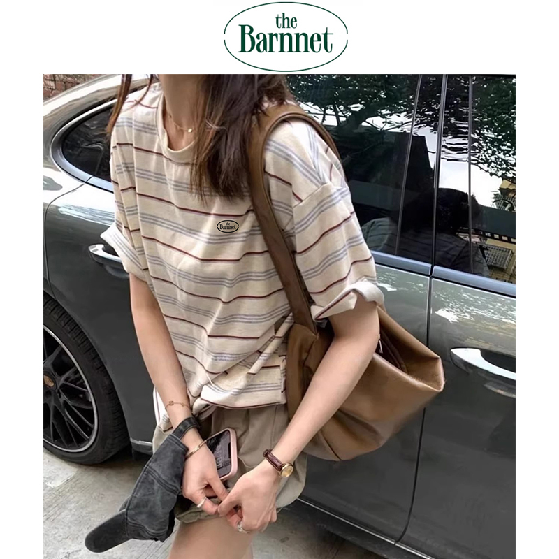 Official Authentic Korean the Barnnet Eight-Color Retro Artistic Striped Top Korean Style Lazy Loose T-Shirt Official Authentic Korean the Barnnet Eight-Color Retro Artistic Striped Top Korean Style Lazy Loose T-Shirt