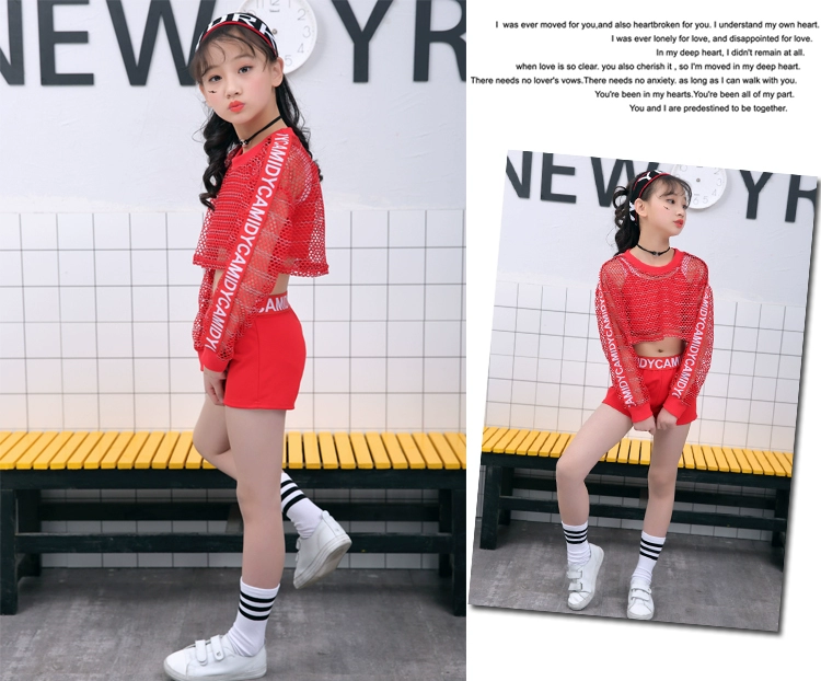 Ngày thiếu nhi Trang phục khiêu vũ Jazz Cô gái Hàn Quốc Street Dance Fashion Set Tide Children Hip Hop Modern Dance Trang phục - Trang phục