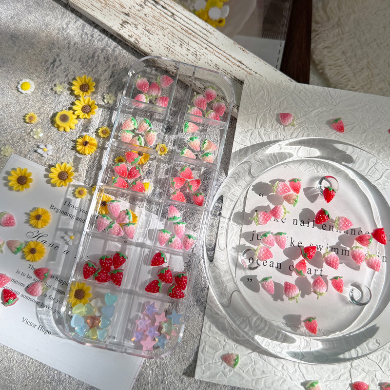 Cartoon Cute Sunflower Daisy Summer Fresh Gradient Strawberry Fruit Nail Art DIY Wearable Nail Accessories Cartoon Cute Sunflower Daisy Summer Fresh Gradient Strawberry Fruit Nail Art DIY Wearable Nail Accessories