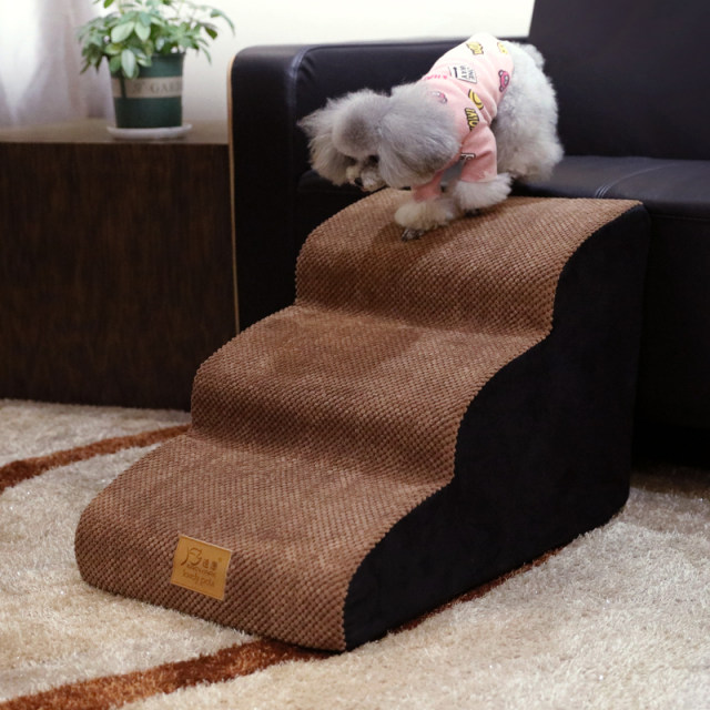 Pet Stairs Dog Stairs Steps Small Dogs Go to Bed Ladder Bedside Puppy Cat Ladder Coat Removable and Washable