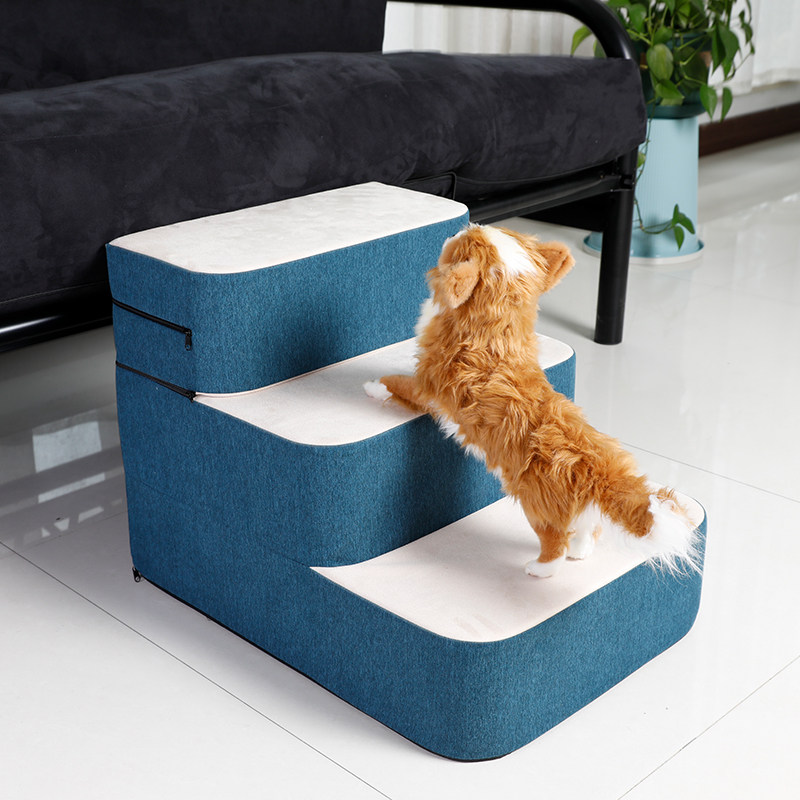 Dog stair steps go to bed small dog climbing ladder sponge steps pet ladder hairless sticky mat removable and washable